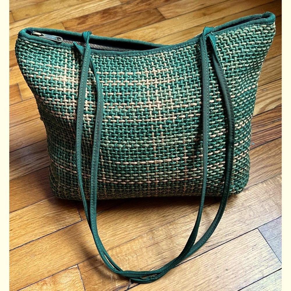 Vintage Italian Made Green Knit Shoulder Bag